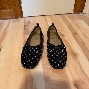 Sam Edelman Ari Black Suede Gem Ballet Flats 10